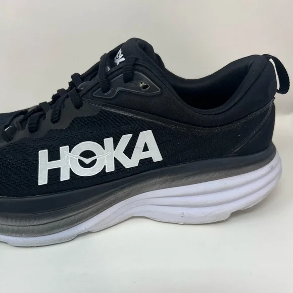 Hoka One One Bondi 8 Men's Running Shoes Athletic Sneakers Size 13D Black White - Picture 6 of 10
